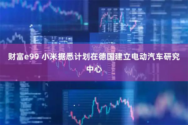 财富e99 小米据悉计划在德国建立电动汽车研究中心