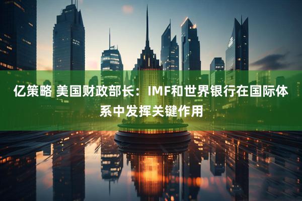 亿策略 美国财政部长：IMF和世界银行在国际体系中发挥关键作用