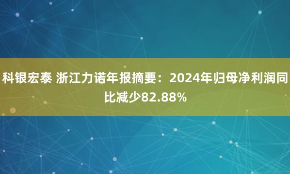 科银宏泰 浙江力诺年报摘要：2024年归母净利润同比减少82.88%