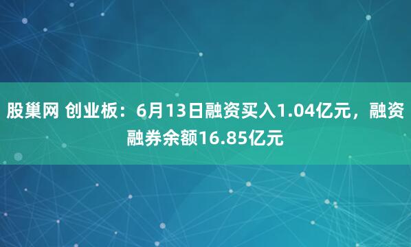 股巢网 创业板：6月13日融资买入1.04亿元，融资融券余额16.85亿元