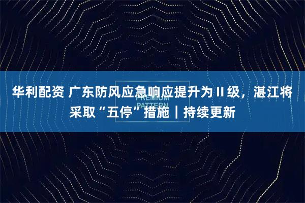 华利配资 广东防风应急响应提升为Ⅱ级，湛江将采取“五停”措施｜持续更新
